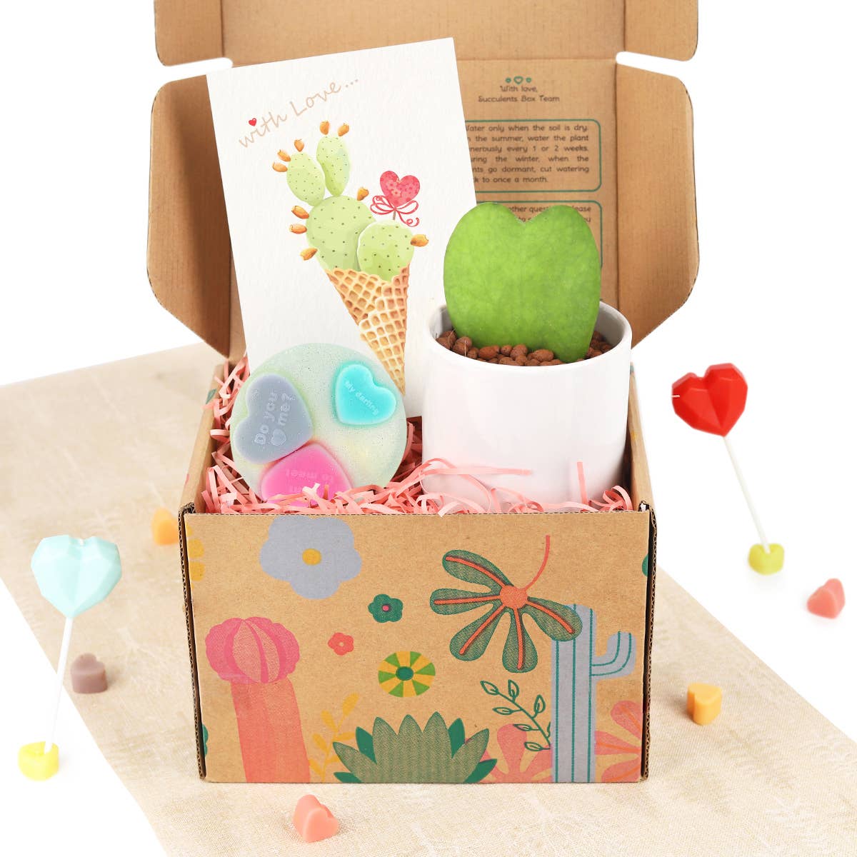 Valentine's Day Gift Box - 1 Houseplant and 1 Glitter Soap