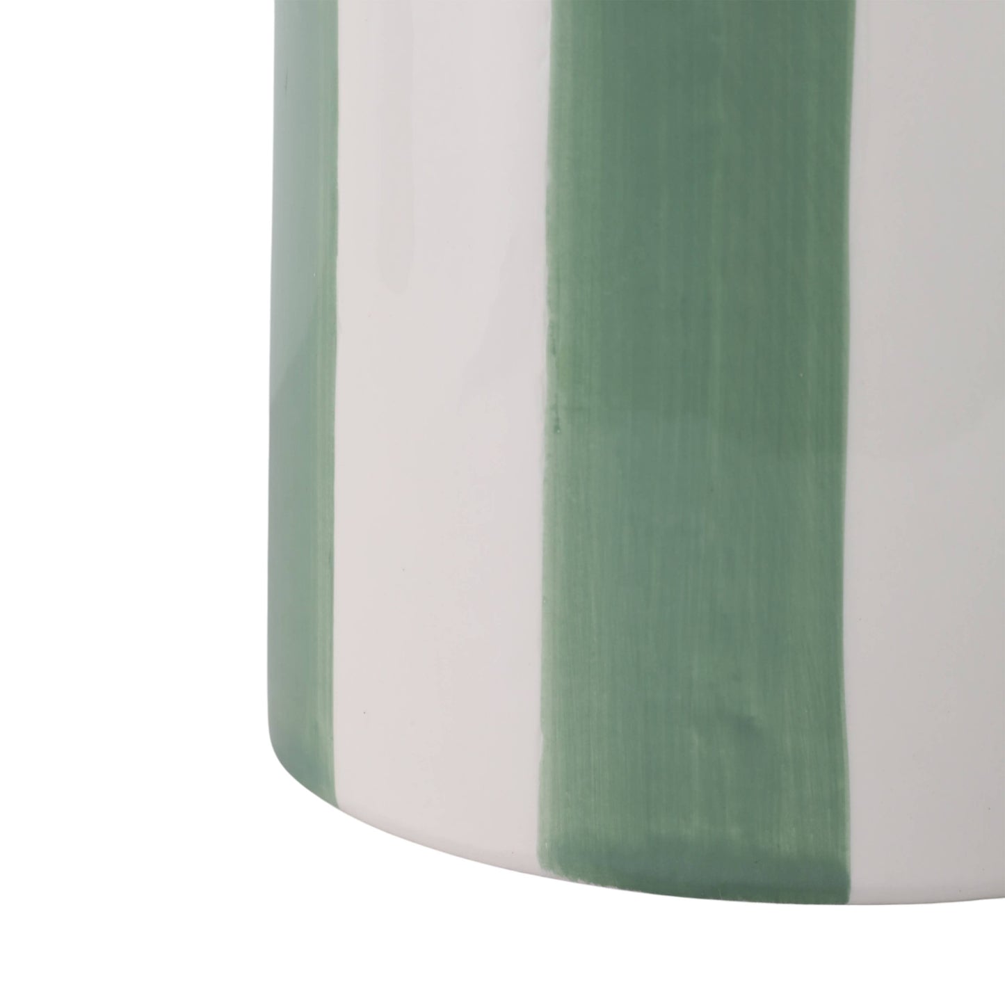 Planters Set of 2 - Green/White Ceramic Striped, 6/8 in.