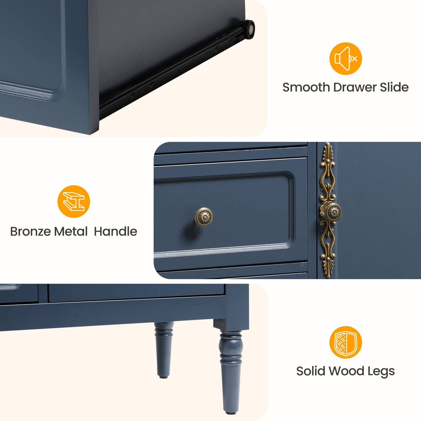 Buffet Sideboard Cabinet with 2 Doors & 3 Drawers