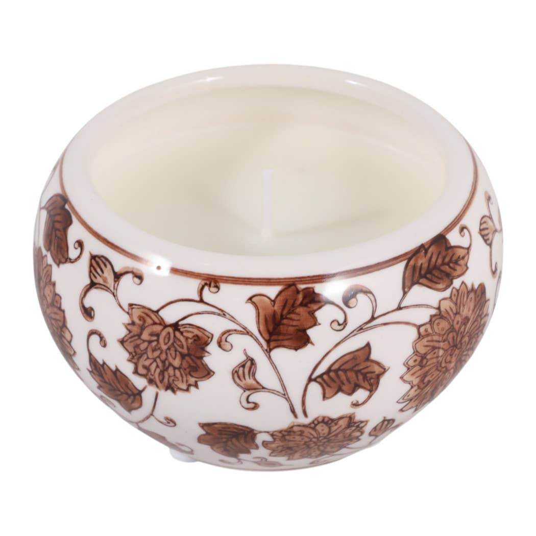 Scented Candle - Neroli Basil Wax Brown Chinoiserie, 7 Oz.