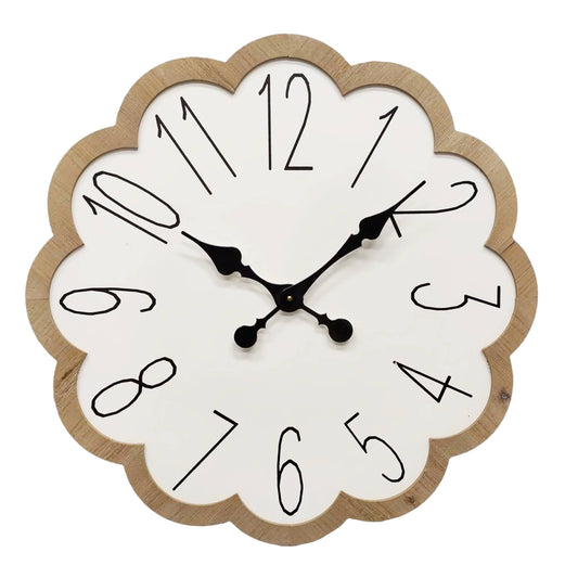 SALE VIP Wood 24 in. White Scalloped Wall Clock