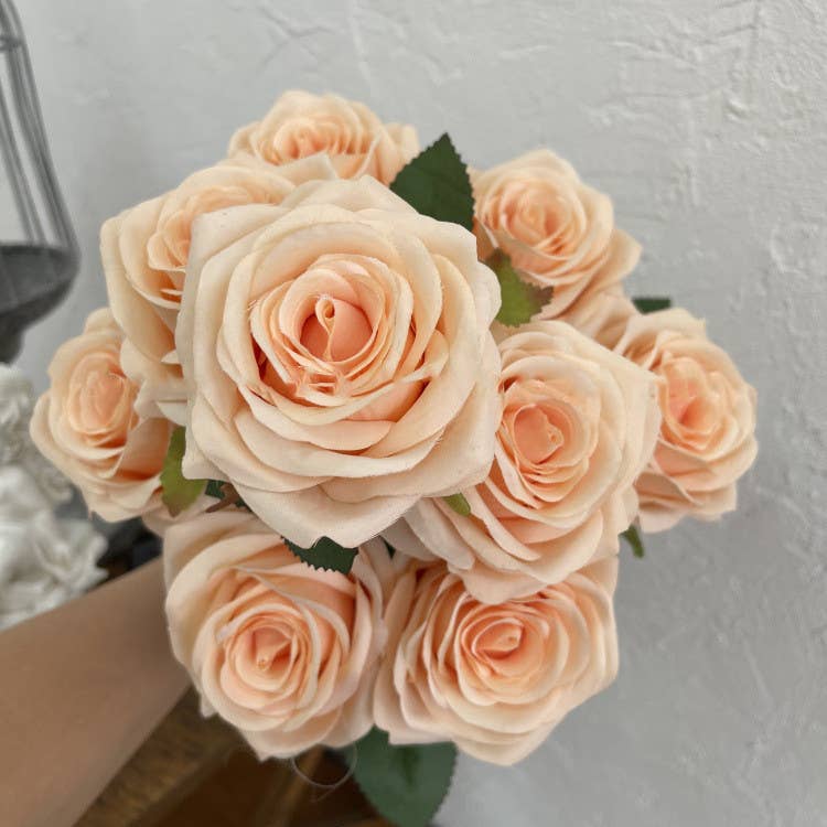 16''T Silk Rose Flower Bunch, 9 Heads, Multicolors