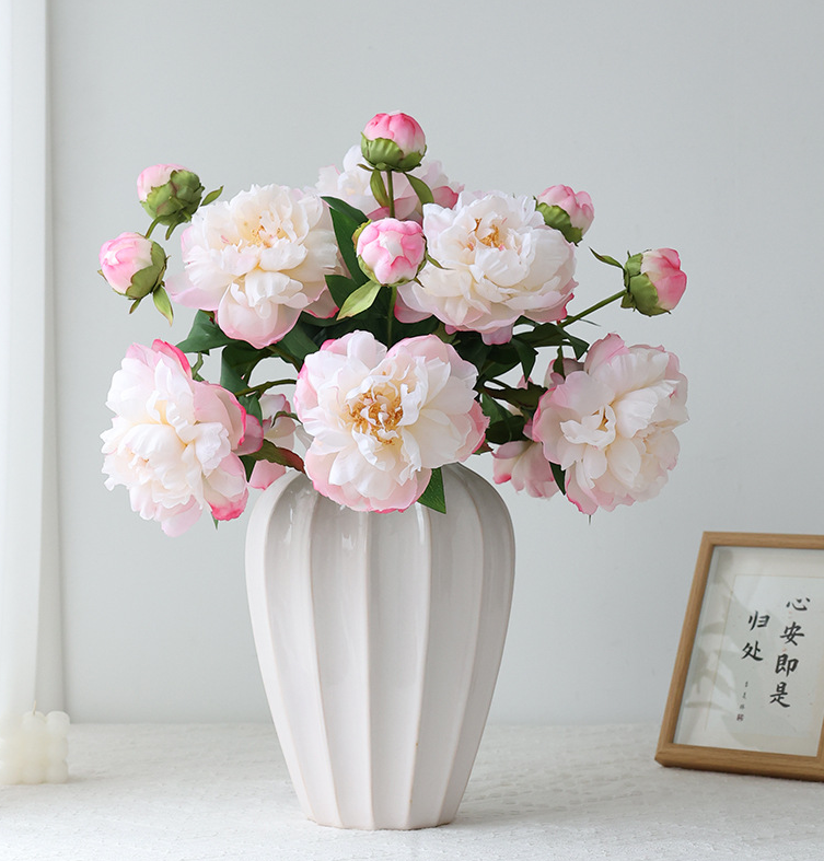 26''T Silk Artificial Peony Spray, Spring Blooming Peonies