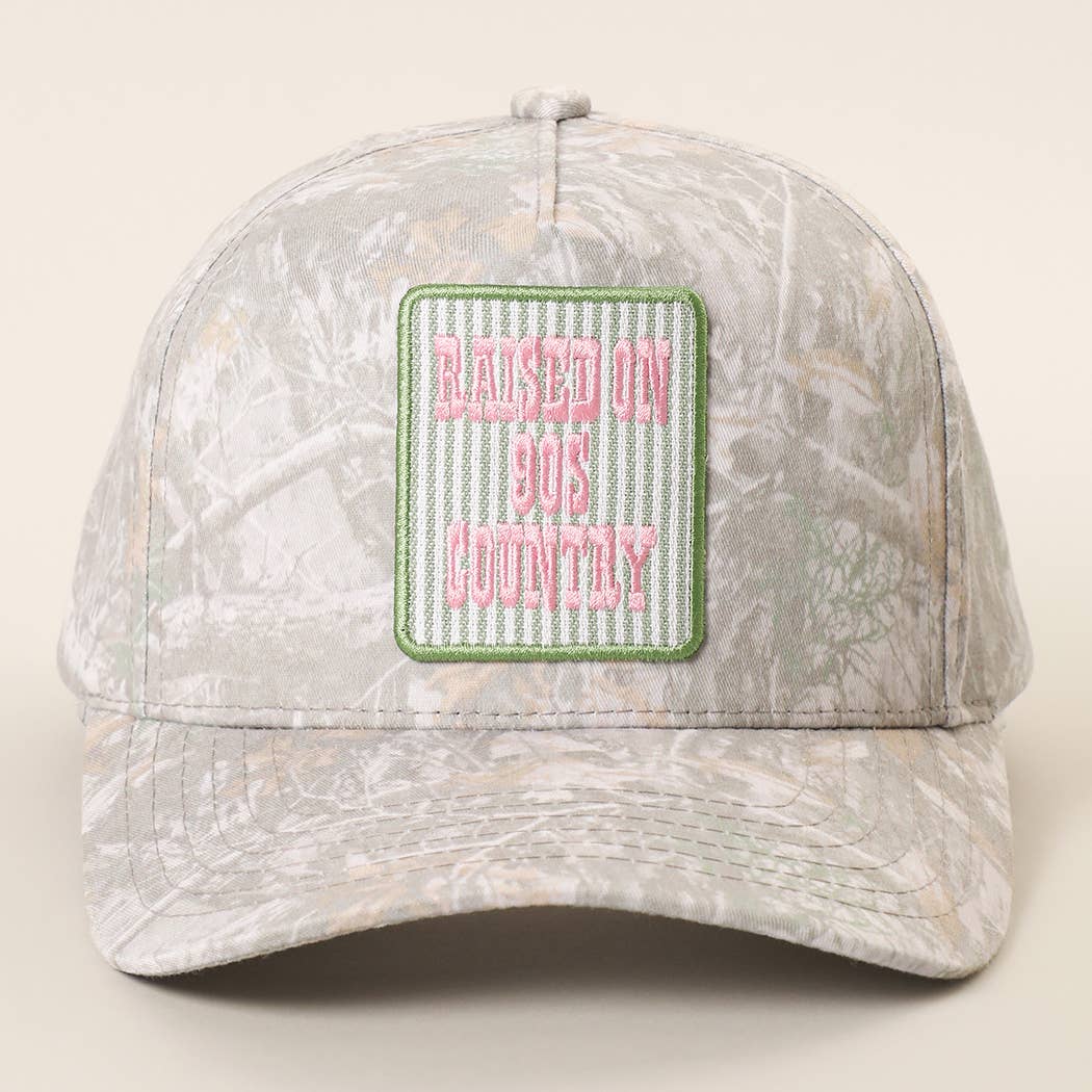 RAISED ON 90'S COUNTRY Embroidered Patch Camo Trucker Hat