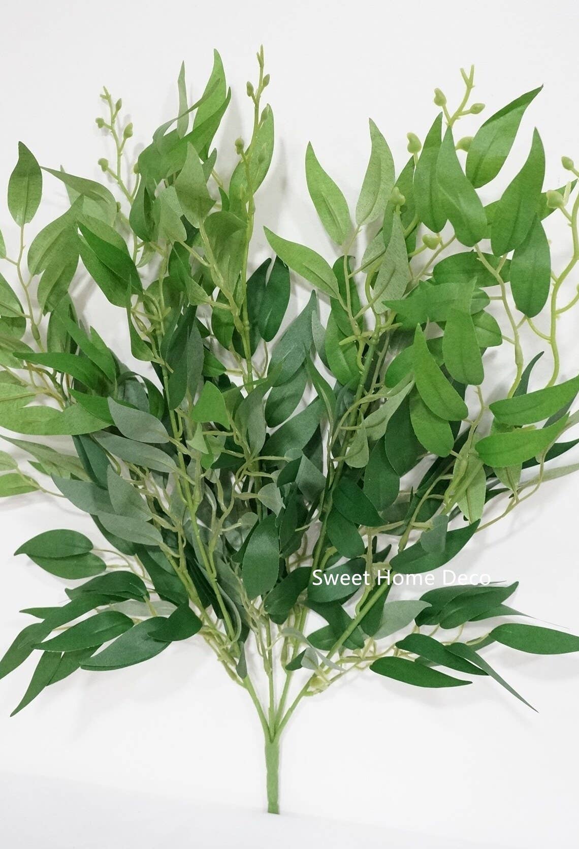 20'' Silk Eucalyptus Leaves Bush, Fake Seeded Eucalyptus