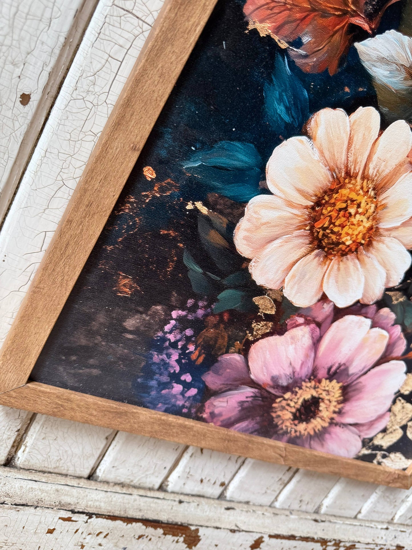 Bold Coloful Moody Floral Wood Sign