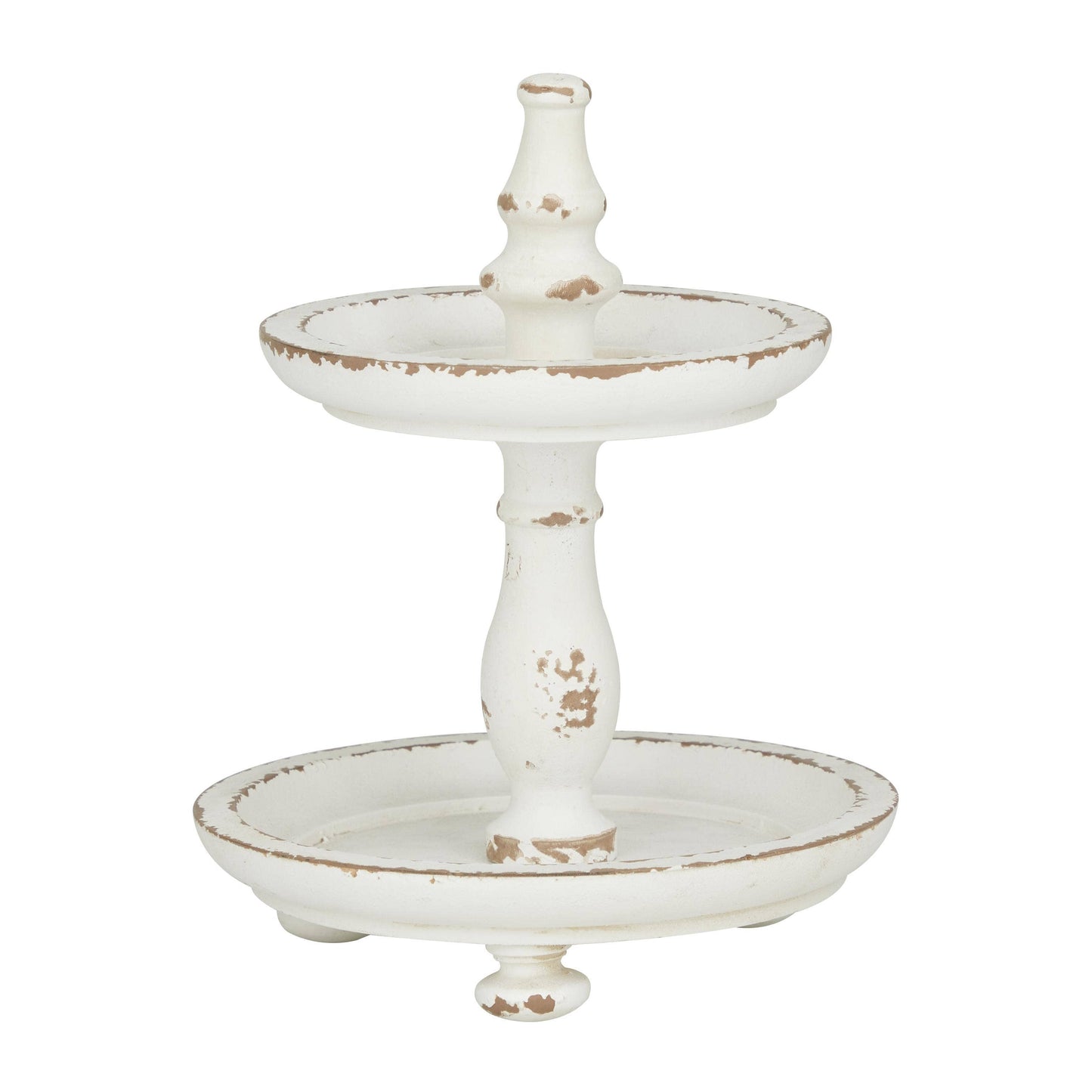 Country Cottage White Wood Tiered Server