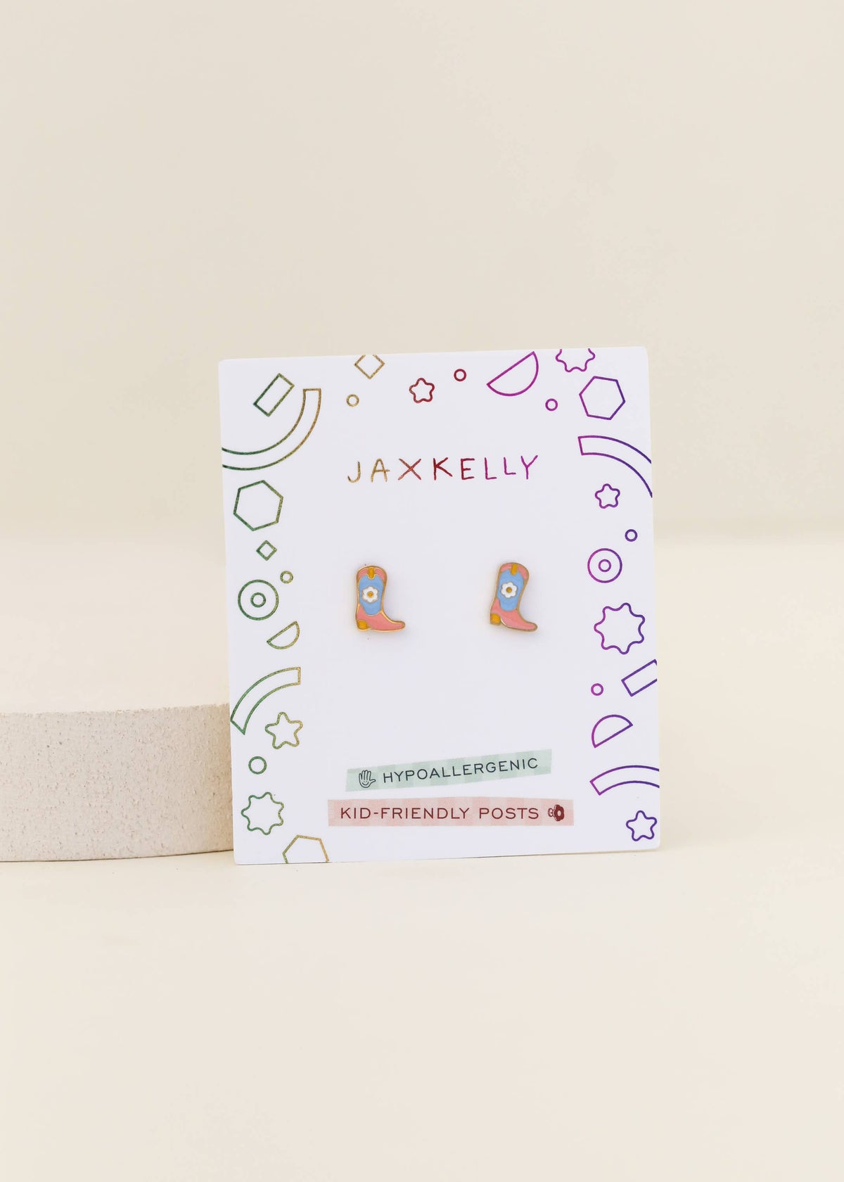 Boot Enamel Flat Back Kids Earrings