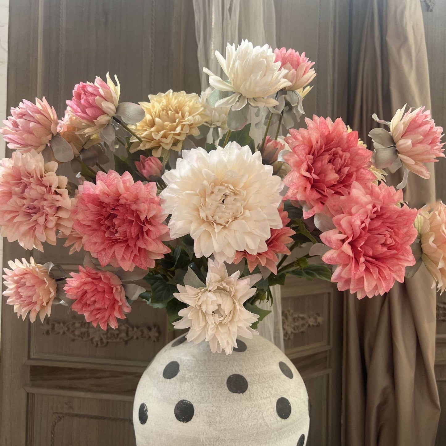 28''T Faux Silk Dahlia Flower Spray, Spring/Summer Dahlias