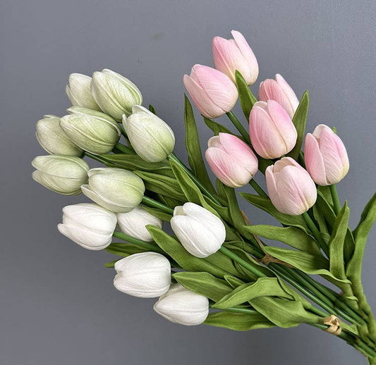 Faux PU Real Touch Tulip Flower Bunch, Spring Tulip Set of 7