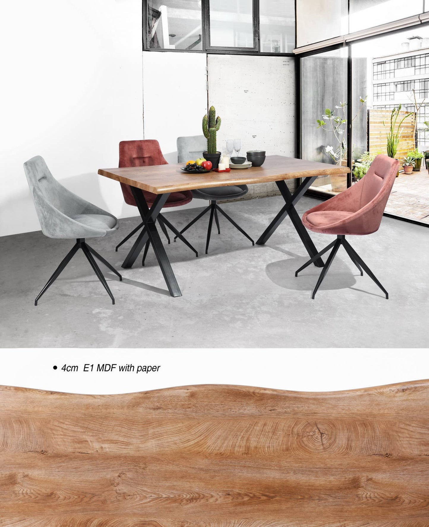 63in Dining Table with Wave-Edge for Family Christmas