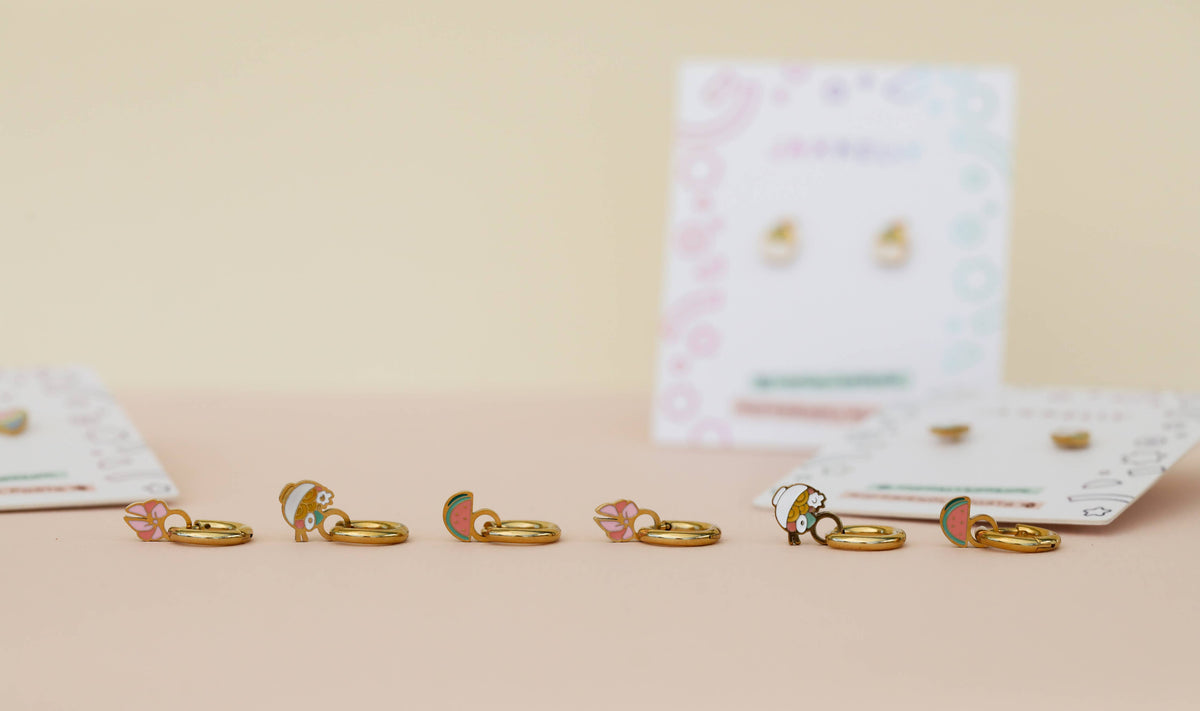 Boot Enamel Flat Back Kids Earrings