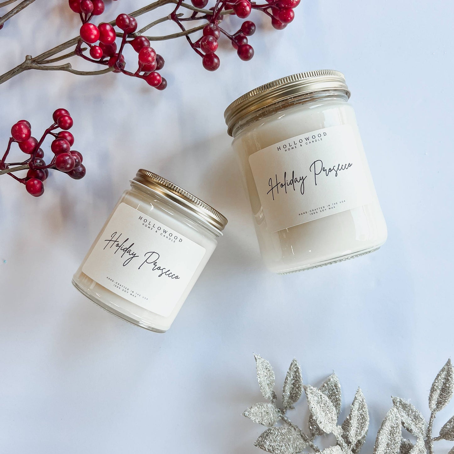 HOLIDAY PROSECCO | HOLIDAY CANDLE | 100% SOY WAX | 8 OZ