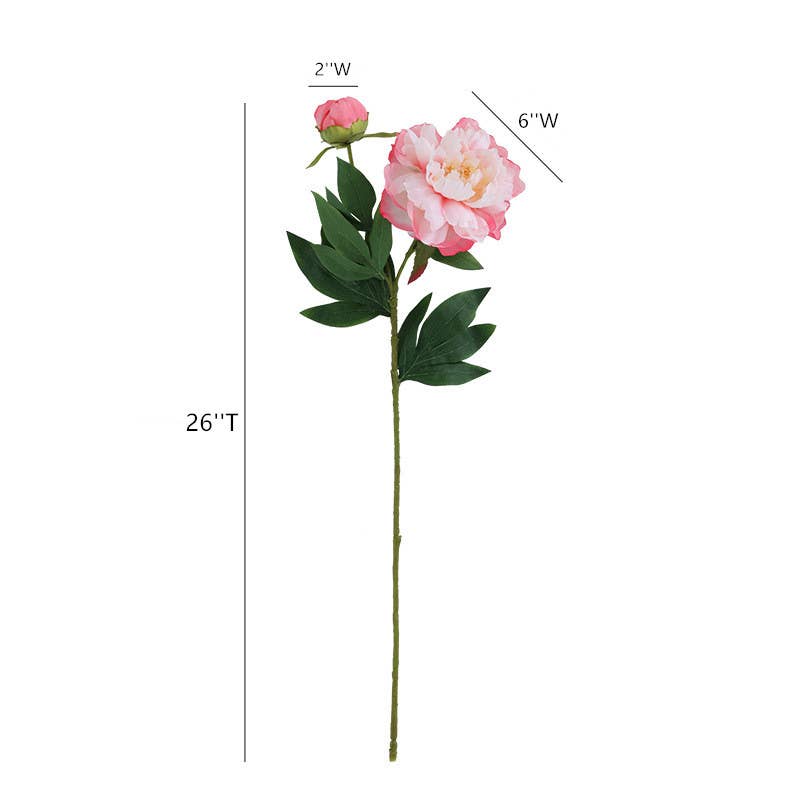 26''T Silk Artificial Peony Spray, Spring Blooming Peonies