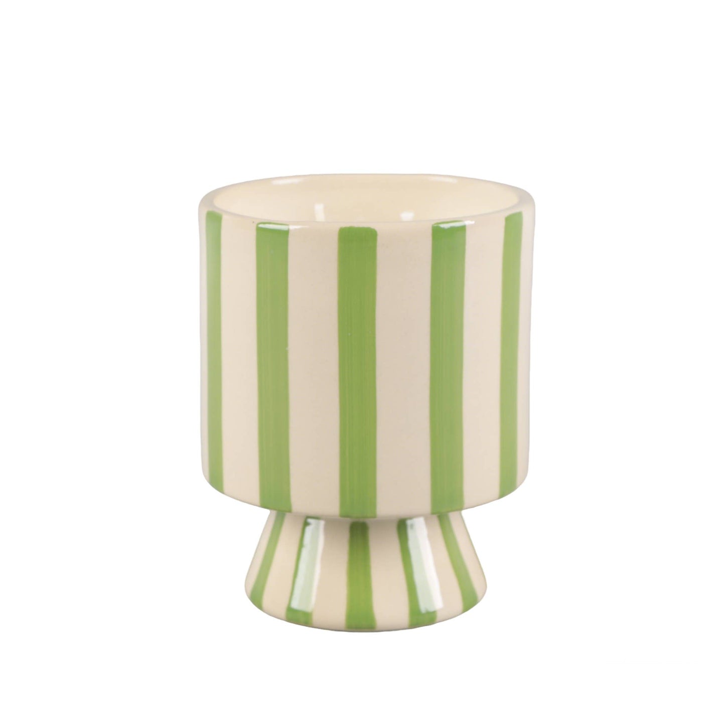 13 oz Green Stripe Pedestal Glass Candle – Cavana