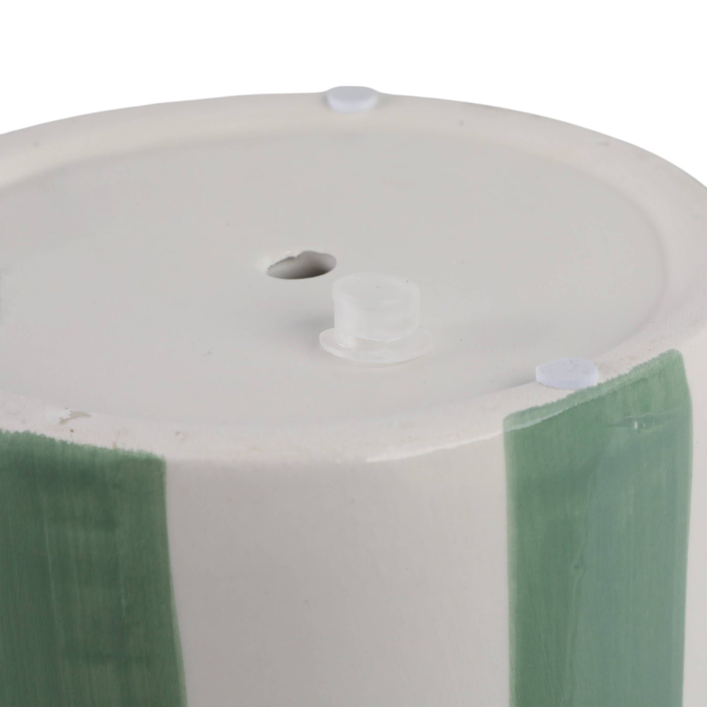Planters Set of 2 - Green/White Ceramic Striped, 6/8 in.
