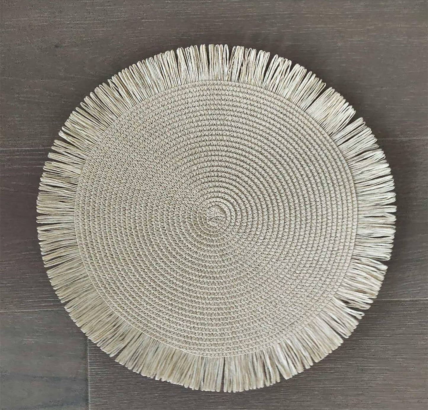 Handwoven Fringe Boho 15" Round Placemat