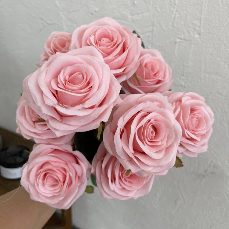 16''T Silk Rose Flower Bunch, 9 Heads, Multicolors