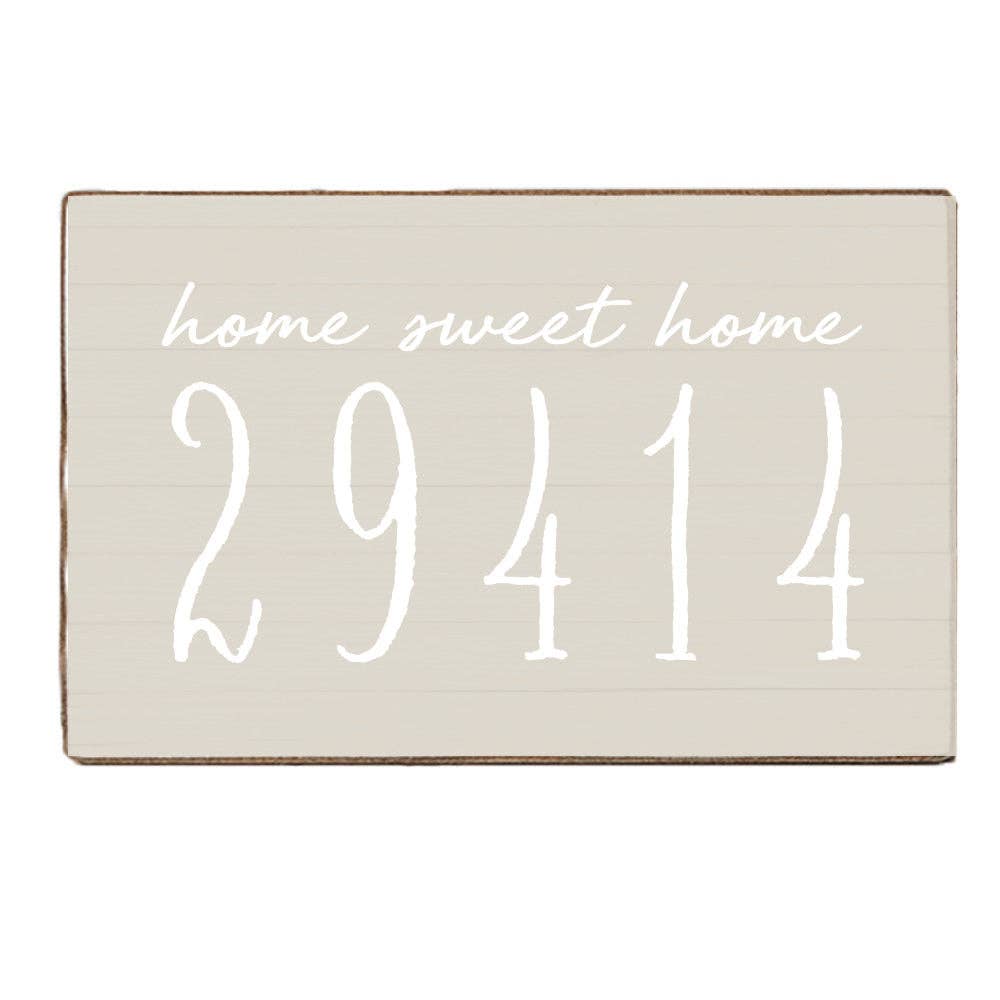 Home Sweet Home Taupe Personalized Zipcode Block Sign
