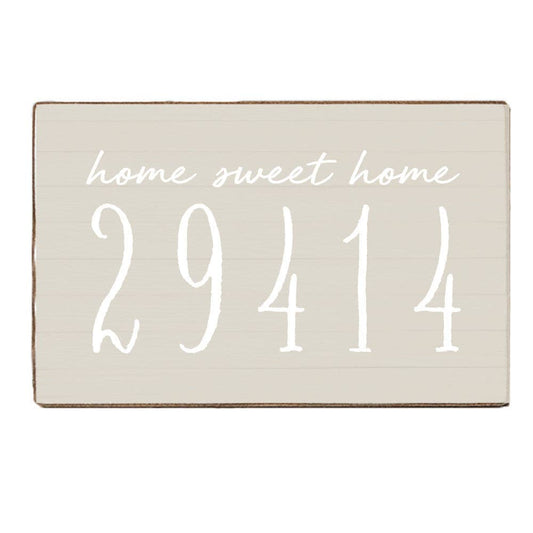 Home Sweet Home Taupe Personalized Zipcode Block Sign