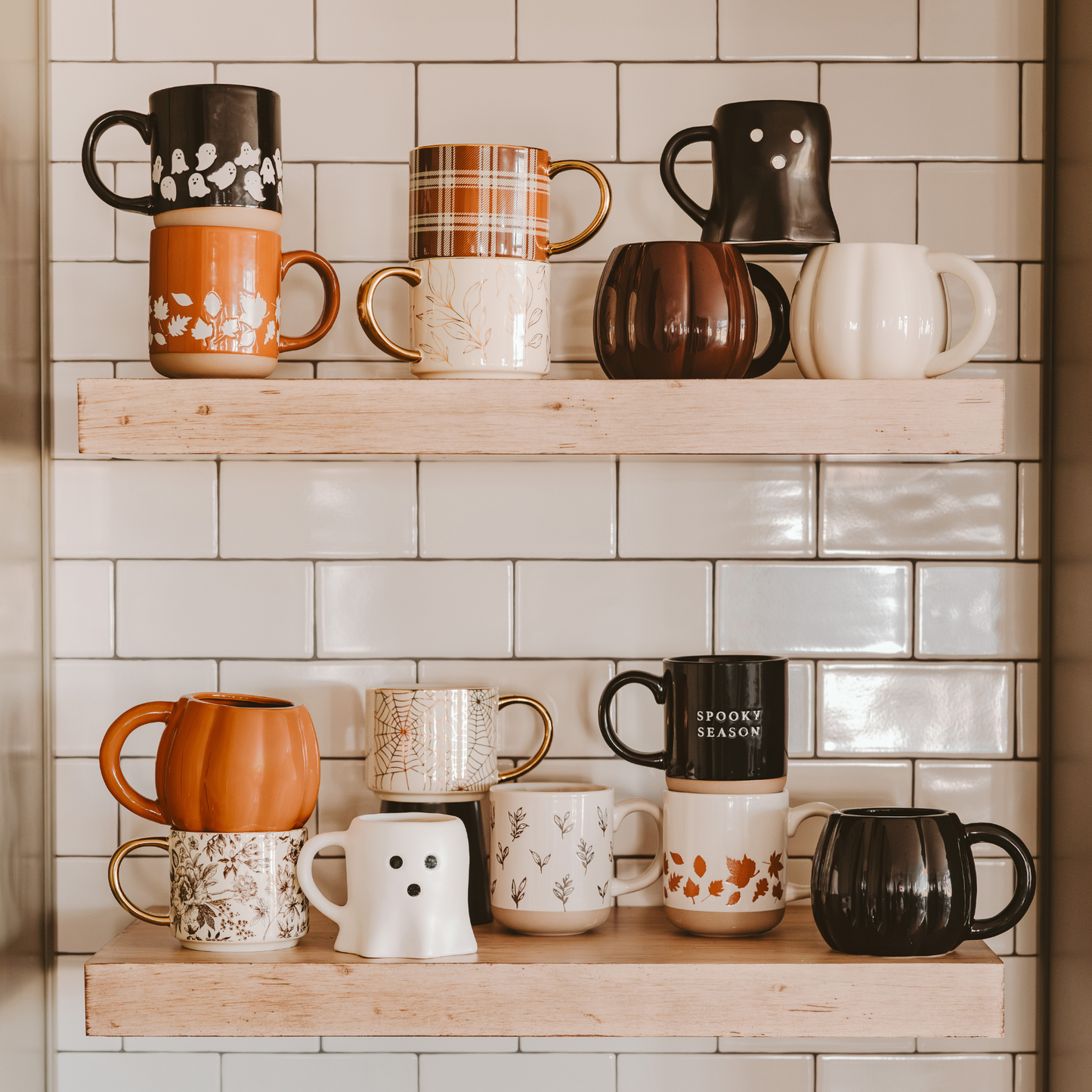 *NEW* Orange Leaves Stoneware Coffee Mug - Fall Decor