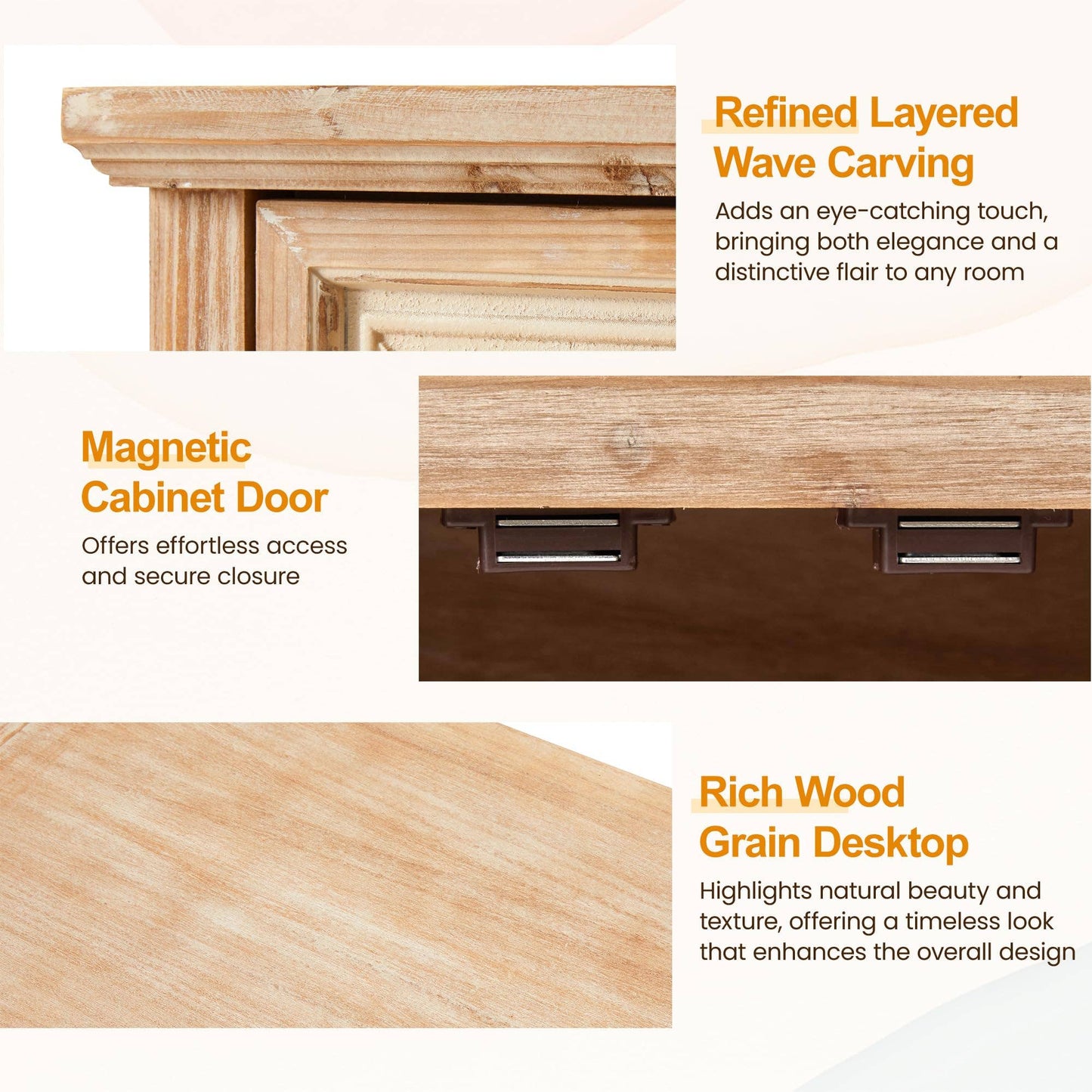 Farmhouse Storage Cabinet with Flower Pattern