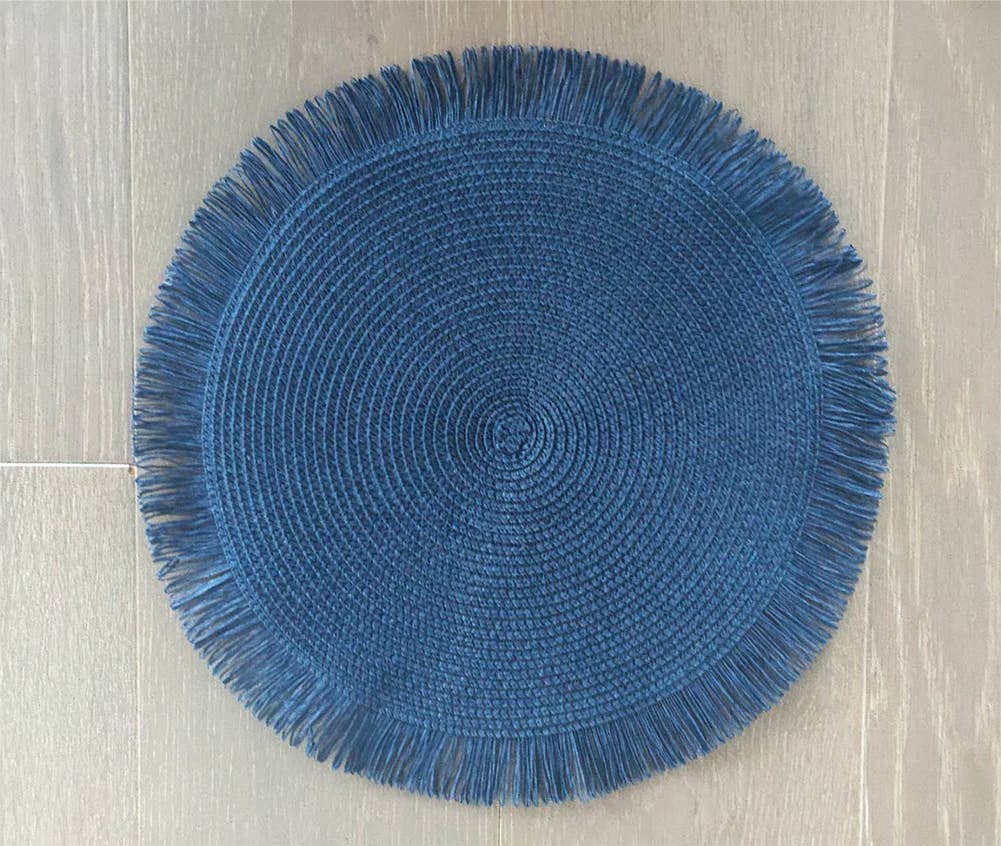 Handwoven Fringe Boho 15" Round Placemat