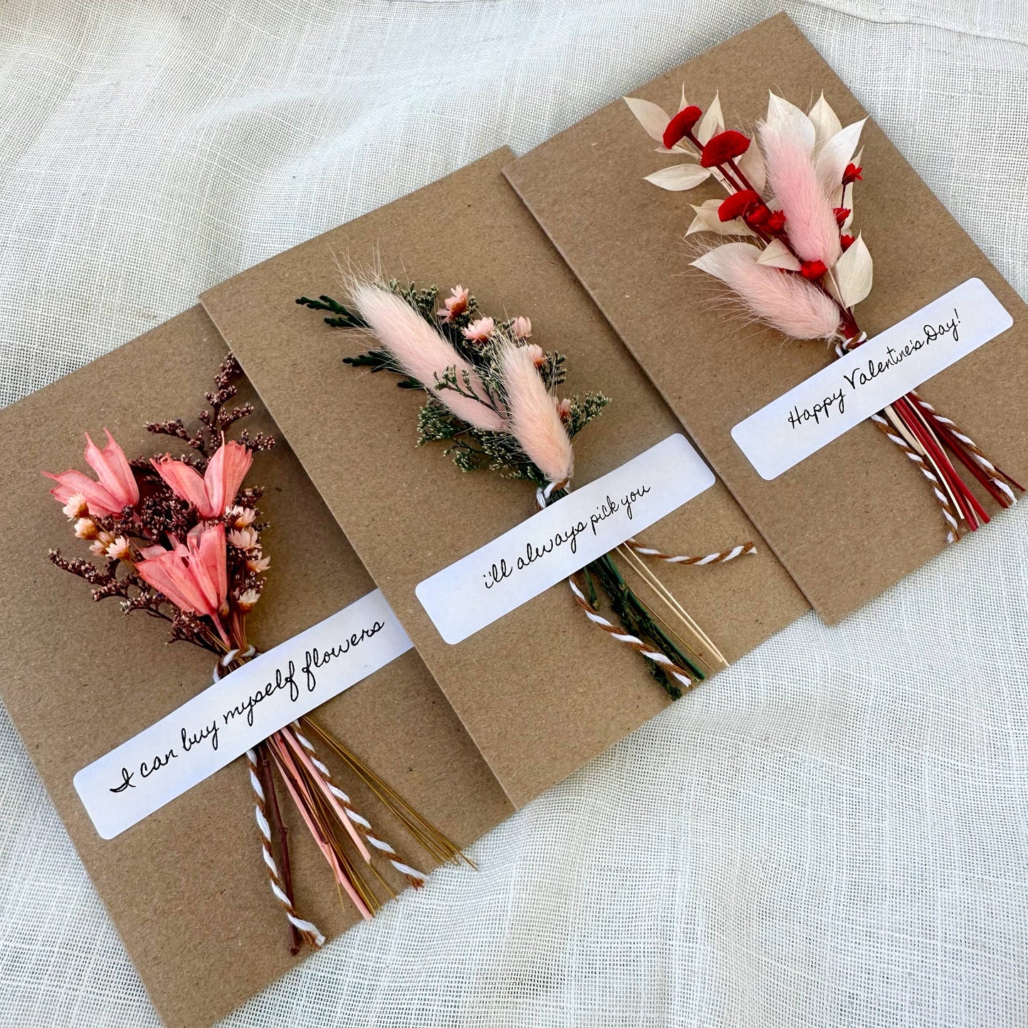 Valentine Mix Floral Bouquet Card With Real Flowers