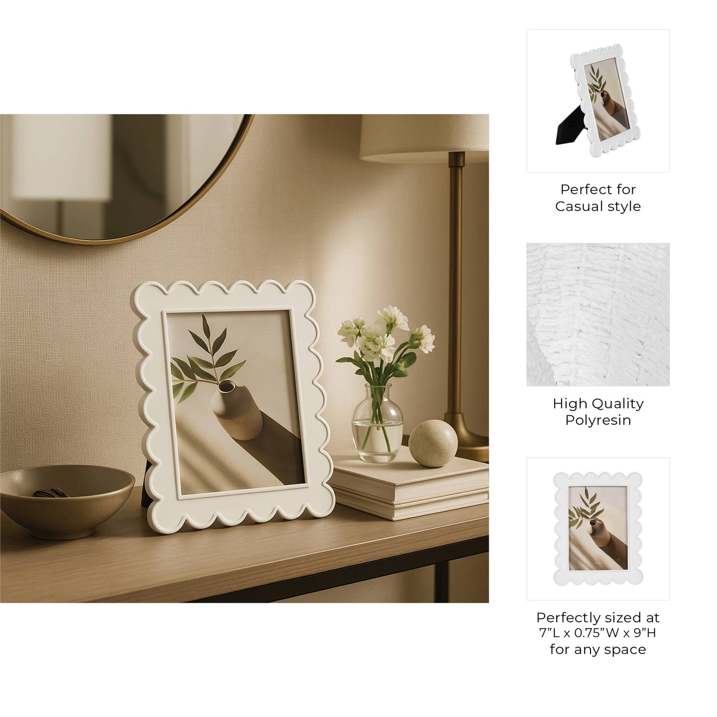 Photo Frame - Resin with Decorative Scalloped Edge