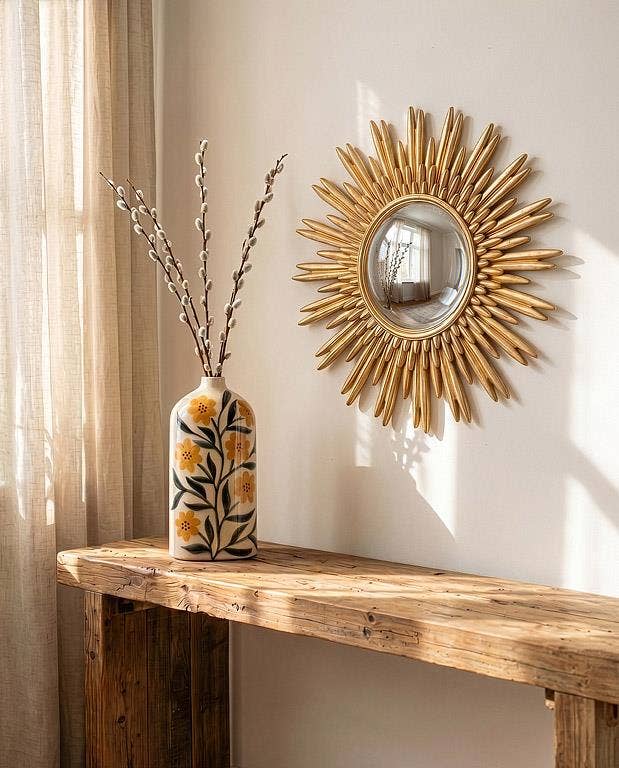 Yellow Floral Flat Vase