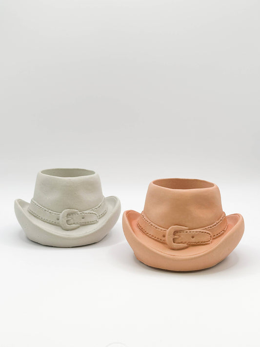 Cowboy Hat Concrete Planter | Western Cowgirl Plant Pot