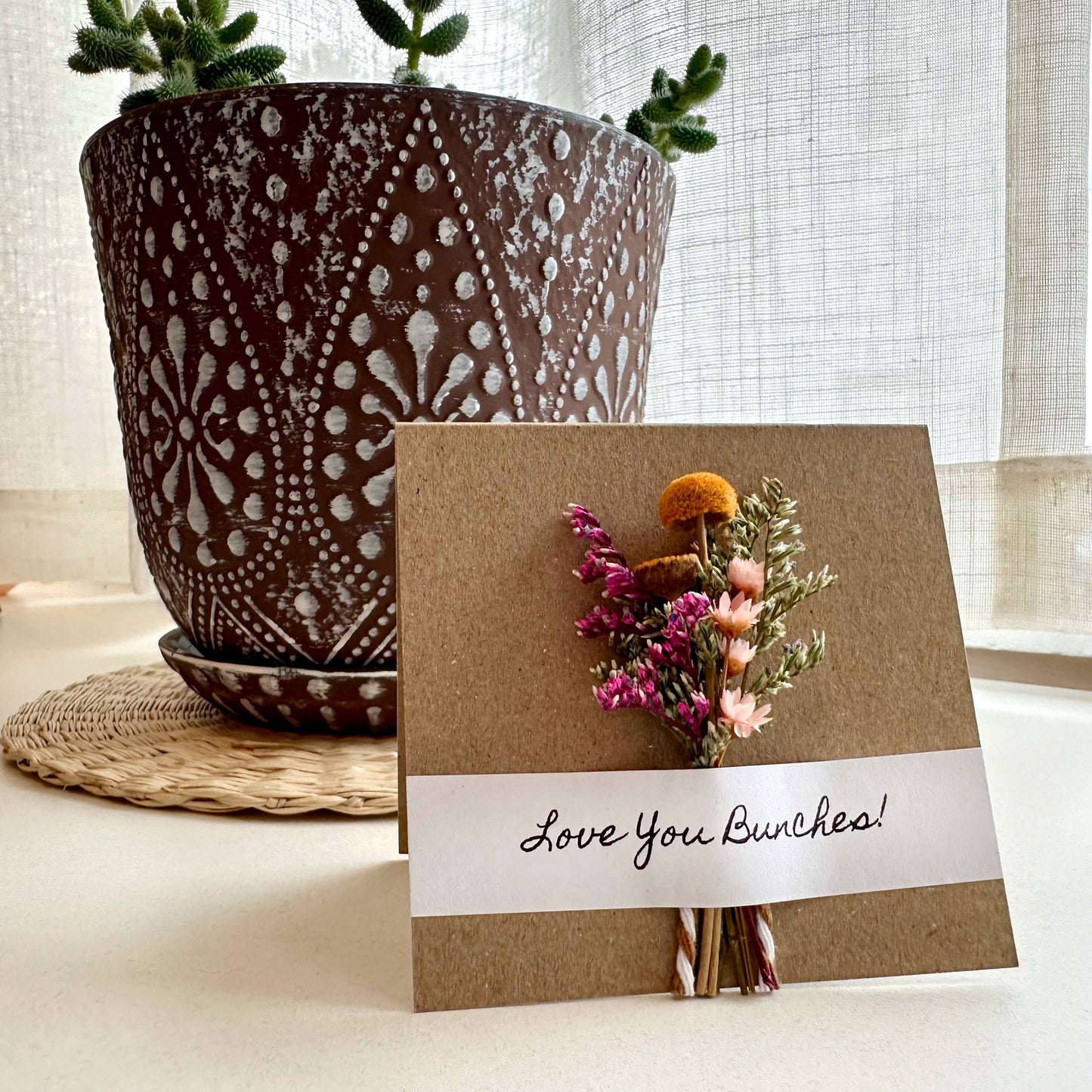 Love You Bunches Mini Orange Dried Floral Bouquet Card