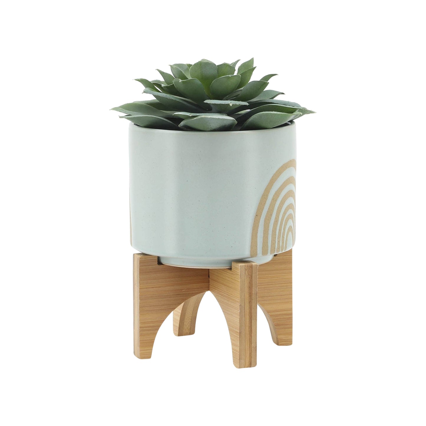 Planter Pots Set of 2 - Green Ceramic Arch Stand, 5/8 in.