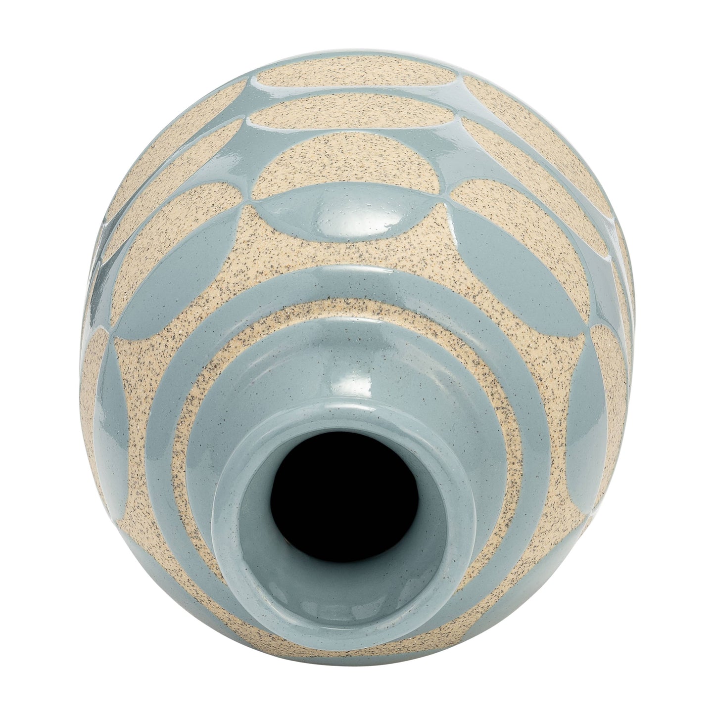 Ceramic Modern Half Circles Bud Table Vase - Blue, 10 in.