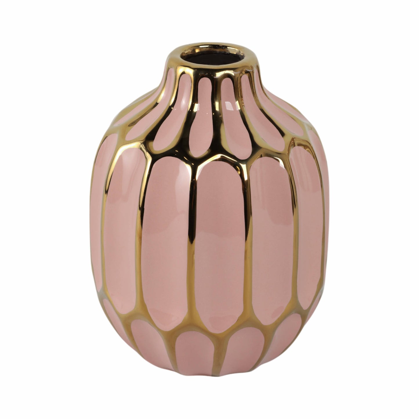 Pink 8 in. Ceramic Novelty Striped Blush Vase