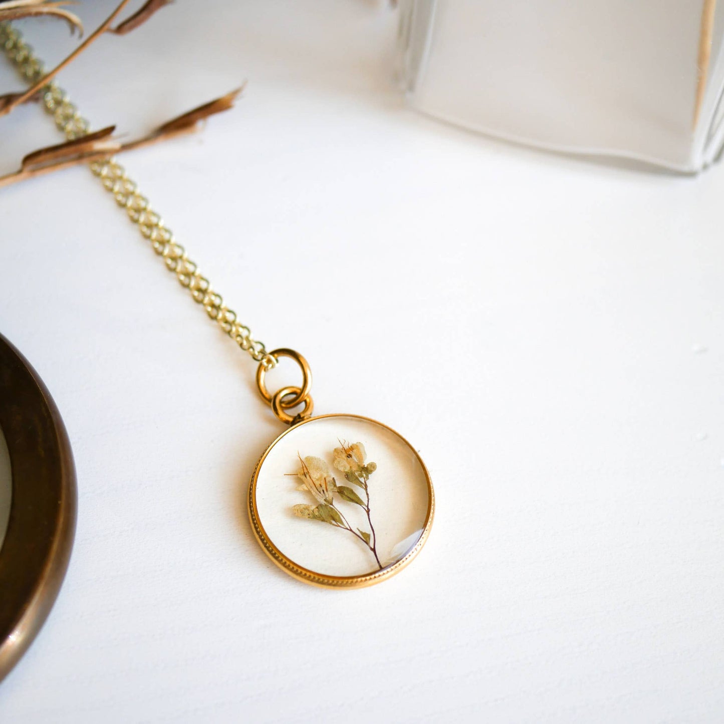 Tiny Dried Bouquet Pendant