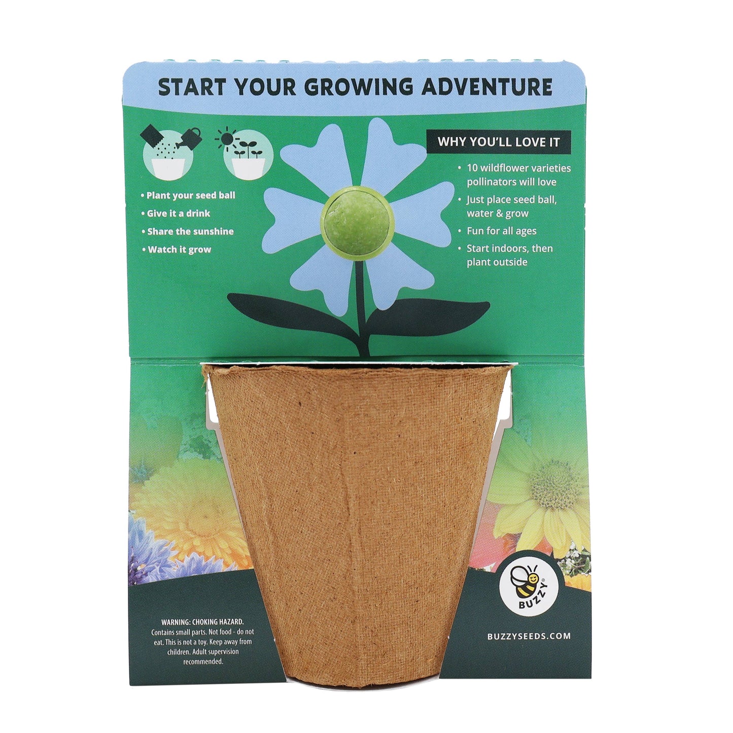 Wildflower Seed Ball Cups 6pk | Pollinator Mix | Bee Garden