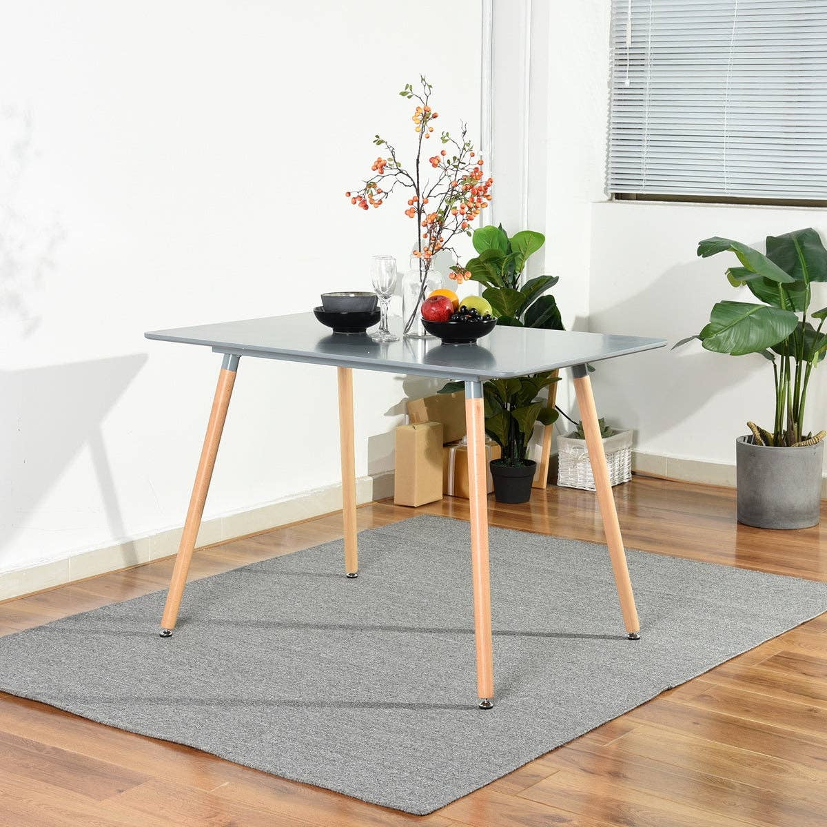 Modern 47.2” Rectangular Kitchen Dining Table - Grey