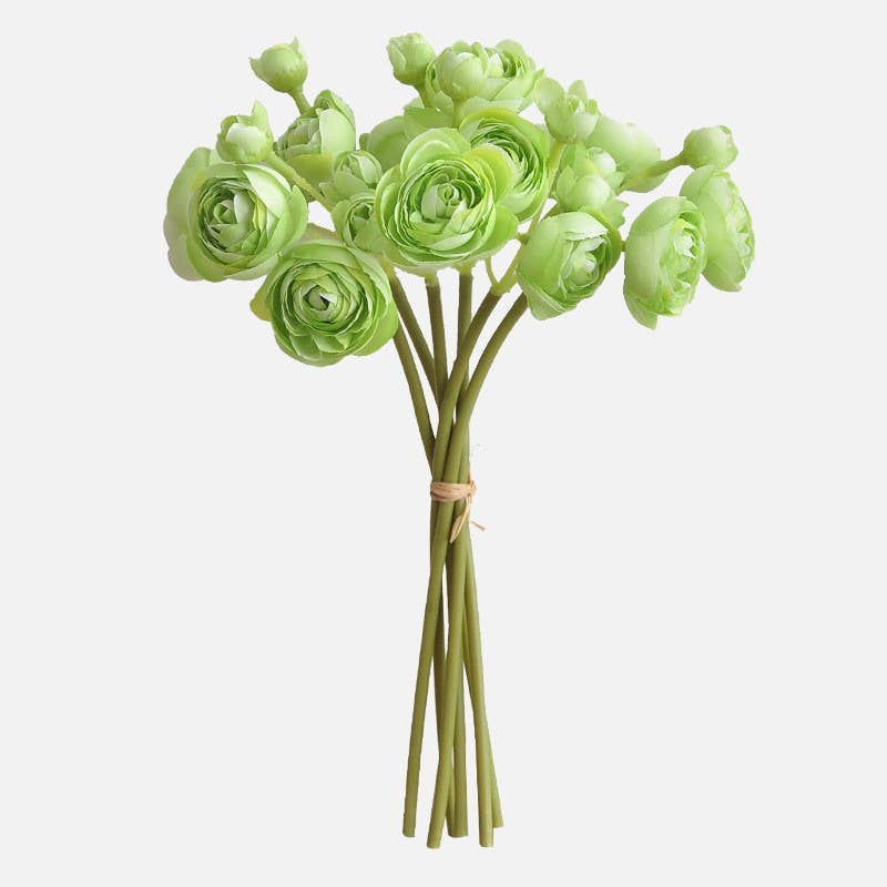10''T Silk Baby Ranunculus Flower Bunch, 6 Stems/24 Blooms