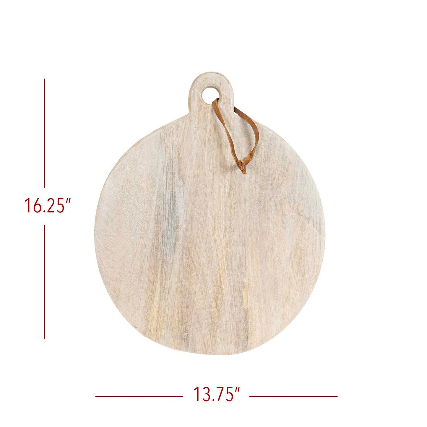 Ashton Round Serving Board Whitewash Wood Leather Loop