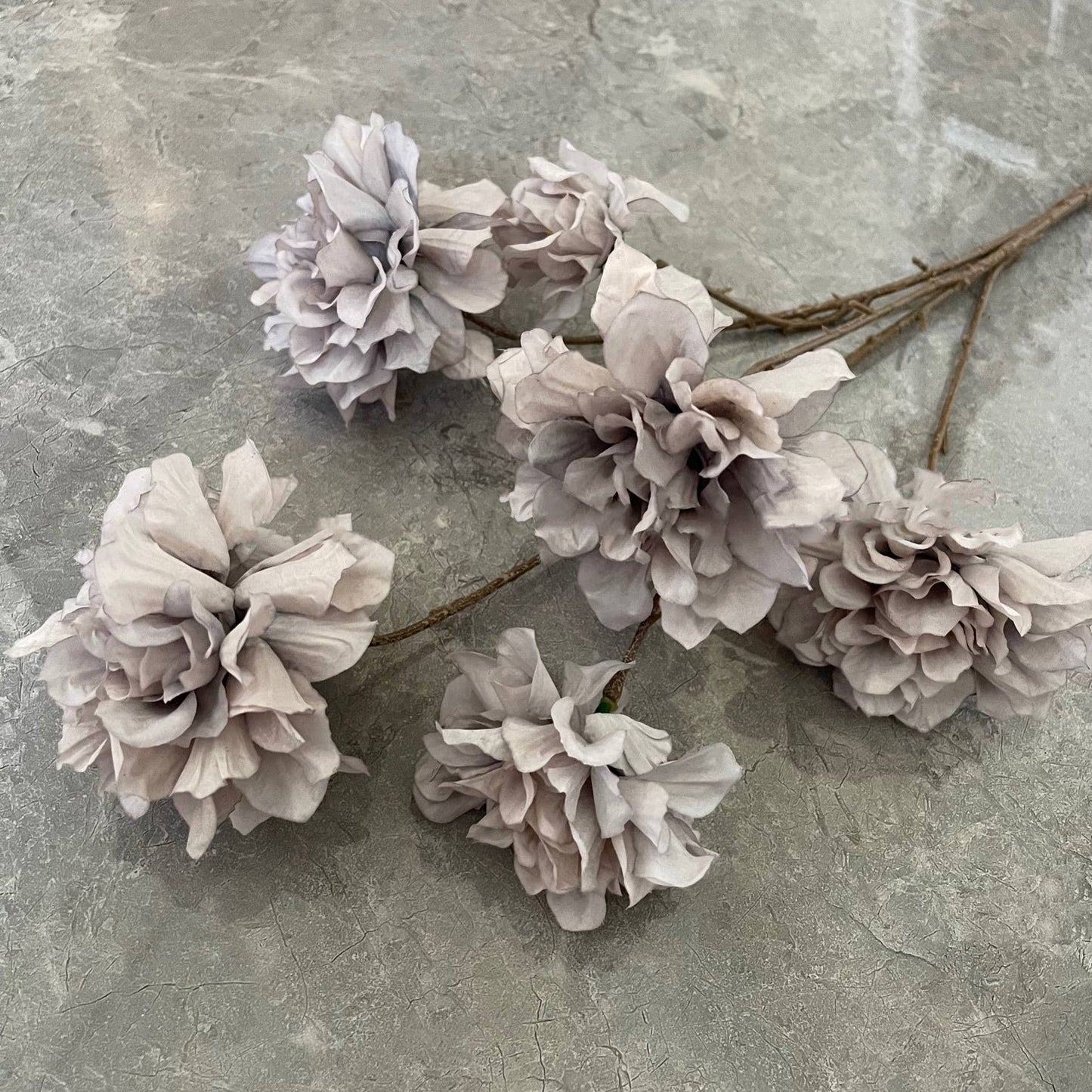 29''T Silk Hibiscus Peony Flower Stem, Boho Warm Brown Beige