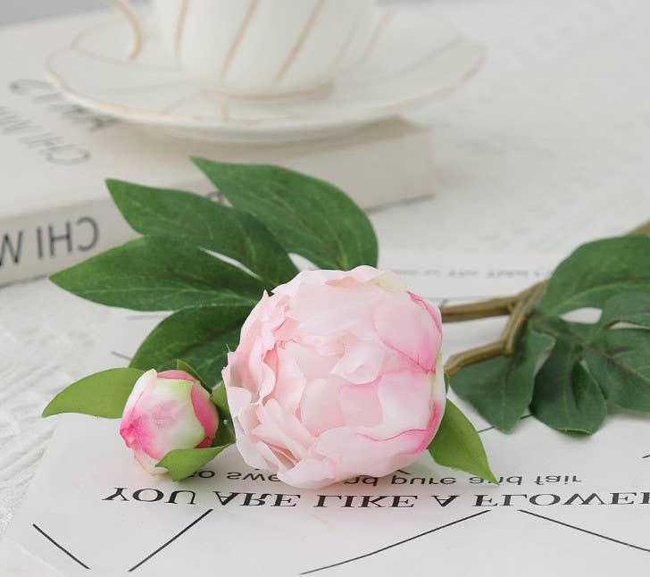 26''T Silk Artificial Peony Spray, Spring Blooming Peonies