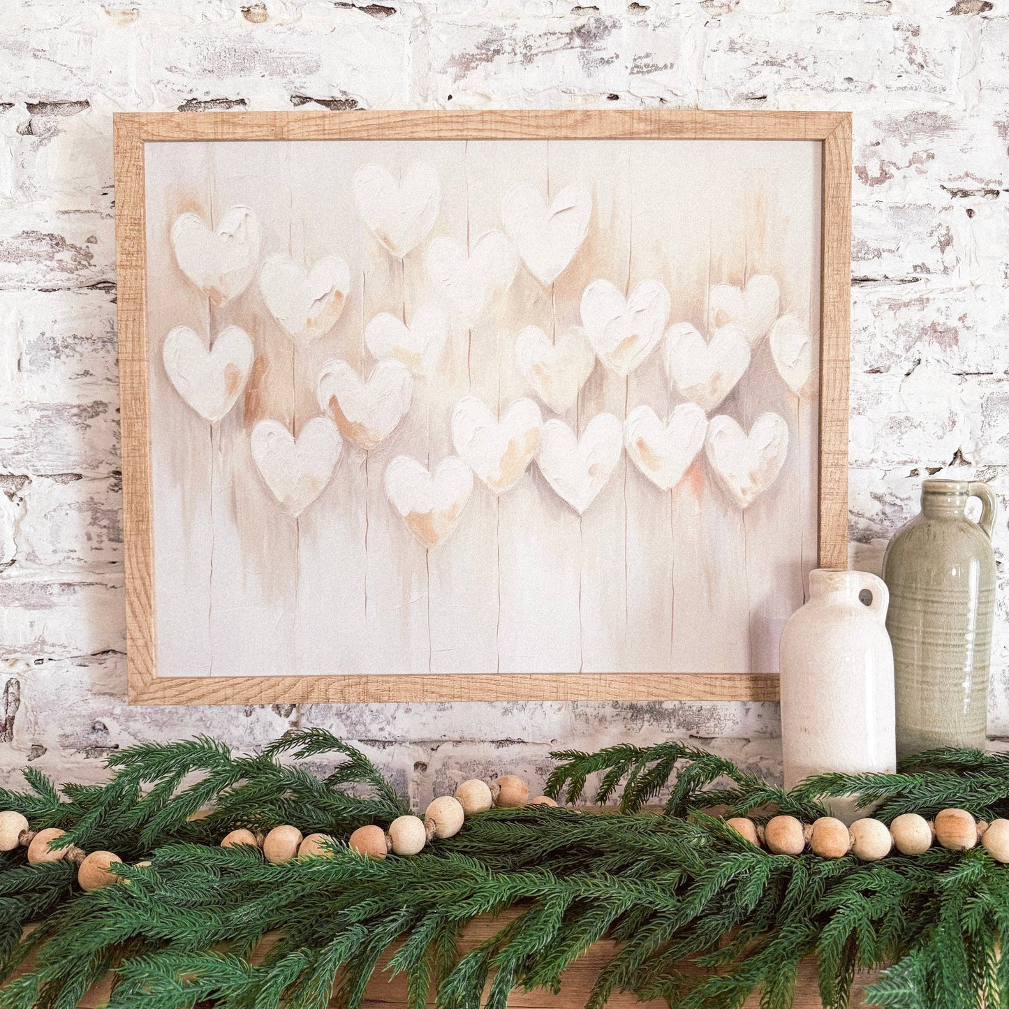 White Balloon Hearts Valentines Day Wood Sign - Rectangle