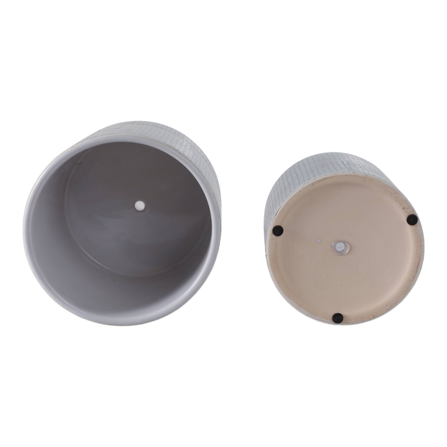 Planters Set of 2 - Silver Ceramic Disco Mirror, 6/7 in.
