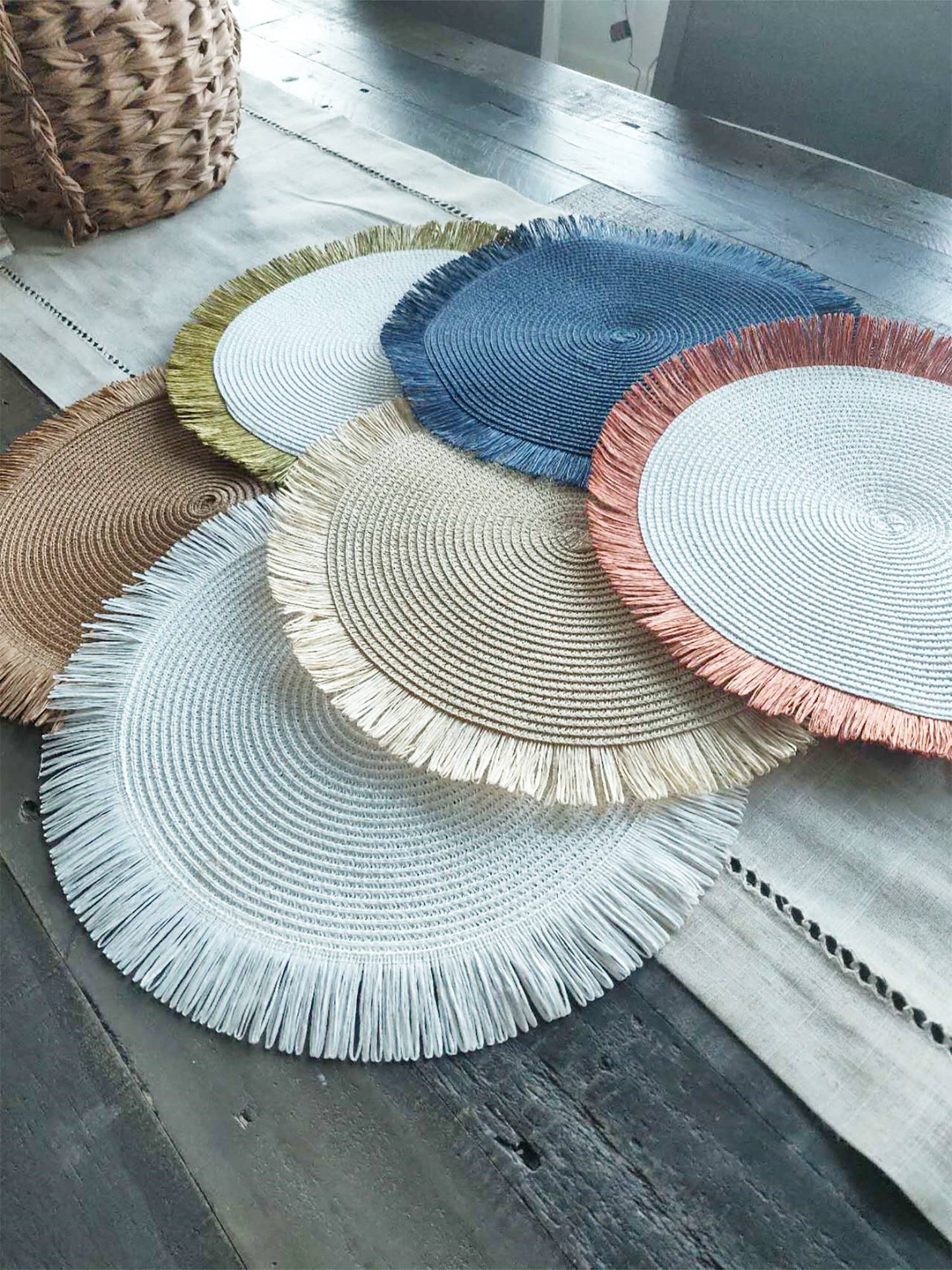 Handwoven Fringe Boho 15" Round Placemat