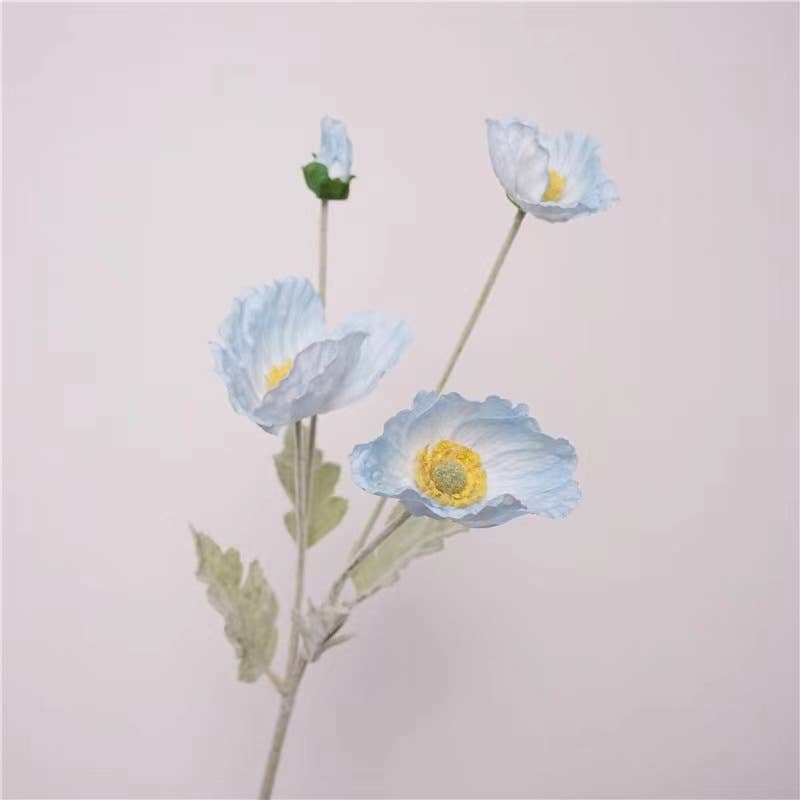 24''T Real Touch Poppy Flower, Single Poppy Stem, Pink/White