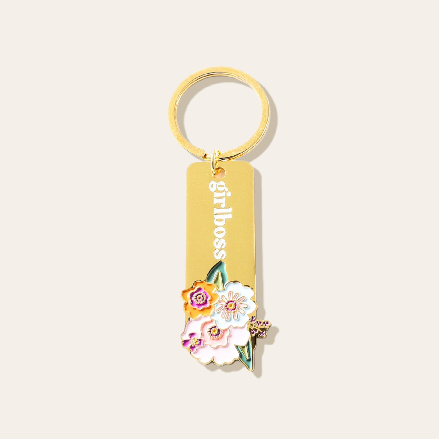 Enamel Floral Keychain - Girl Boss