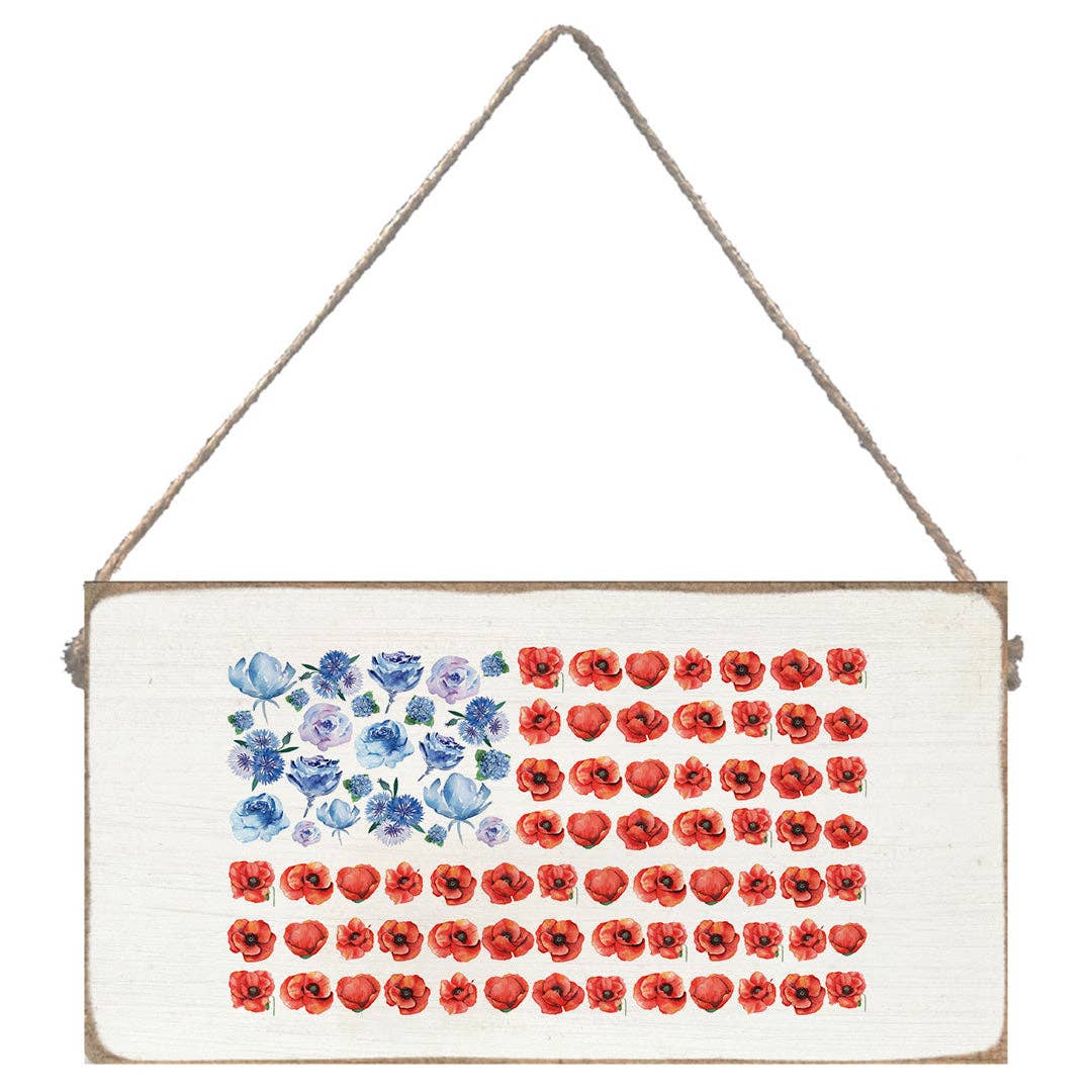 American Flag Floral Twine Sign