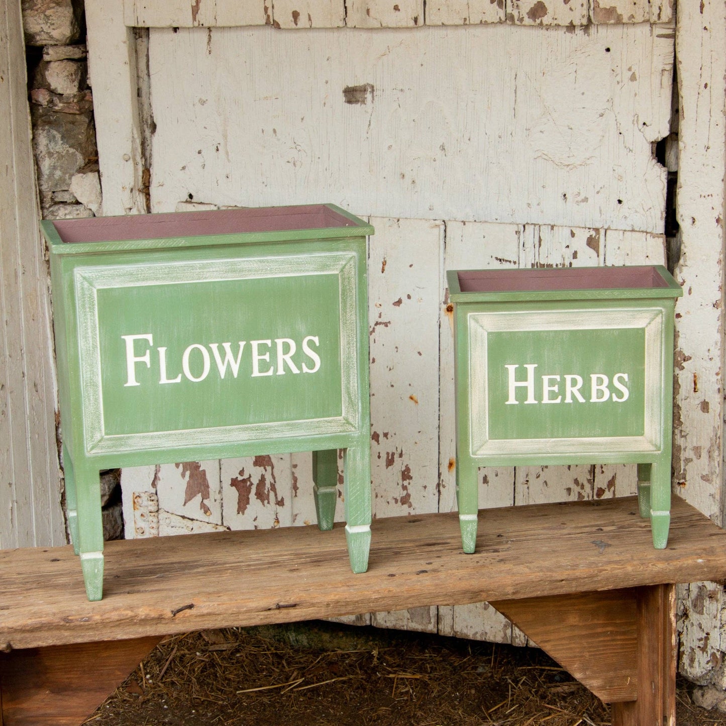 Footed Planters - Flowers, Herbs (Set Of 02)