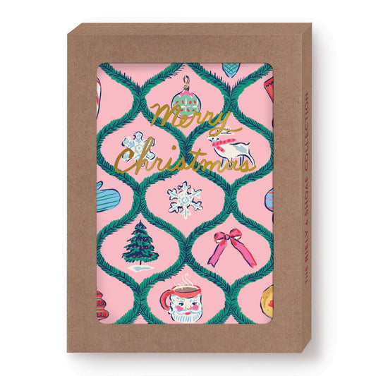 Vintage Motifs Christmas Boxed Holiday Cards - Set of 10
